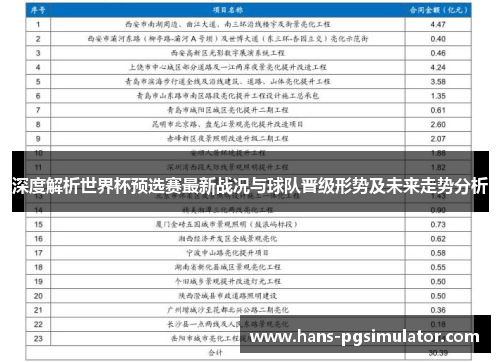 深度解析世界杯预选赛最新战况与球队晋级形势及未来走势分析